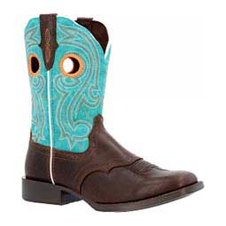 Westward 10-in Square Toe Cowgirl Boots Hickory/Turquoise - Item # 49564