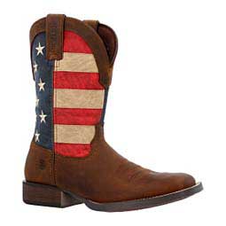 Saddlebrook 11-in Square Toe Cowboy Boots Brown/Flag - Item # 49575