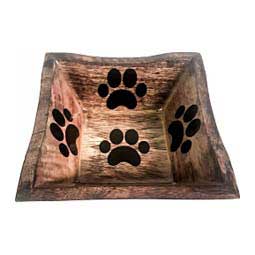 Square Wooden Dog Bowl with Paw Print Design M - Item # 49768