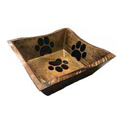 Square Wooden Dog Bowl with Paw Print Design L - Item # 49768