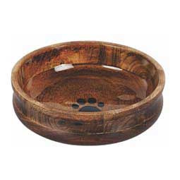 Round Wooden Dog Bowl with Paw Print Design M - Item # 49769