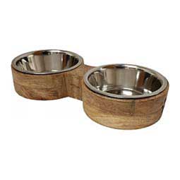 Round Wooden Double Bowl Dog Diner Set 2 quart - Item # 49771