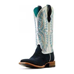 Frontier Calamity Jane Roughout 13-in Cowgirl Boots Polo Blue/Silver - Item # 49833