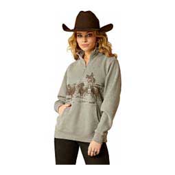 Half Zip Western Womens Sweatshirt Heather Gray - Item # 49885