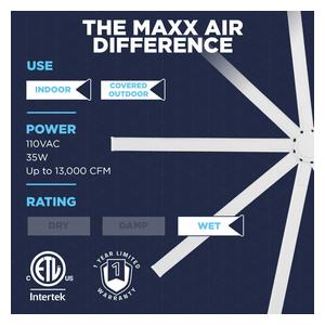 Maxx Air 96-in Indoor/Outdoor 6-Speed Ceiling Fan White - Item # 50094