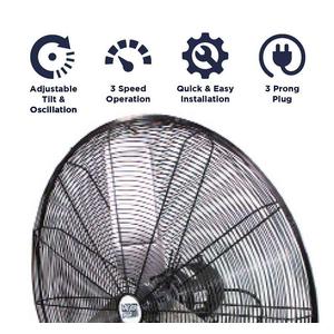 Maxx Air 30-in 3-Speed Oscillating Wall Mount Fan Black - Item # 50160