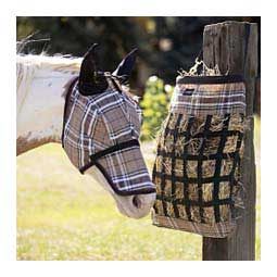 Two Flake Slow Horse Hay Feeder with Rim Black Plaid Large Holes - Item # 50325