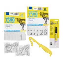 Stockman 2-piece Numbered (1-50) Cow ID Ear Tag Bundle White - Item # 50531