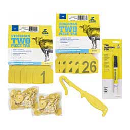 Stockman 2-piece Numbered (1-50) Cow ID Ear Tag Bundle Yellow - Item # 50531