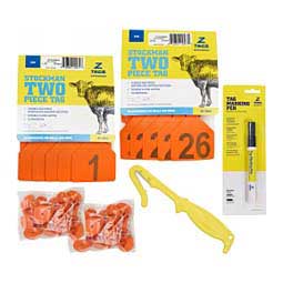 Stockman 2-piece Numbered (1-50) Cow ID Ear Tag Bundle Orange - Item # 50531