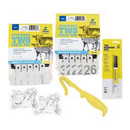 Stockman 2-piece Numbered (1-50) Calf ID Ear Tag Bundle White - Item # 50532