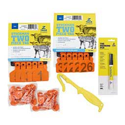 Stockman 2-piece Numbered (1-50) Calf ID Ear Tag Bundle Orange - Item # 50532