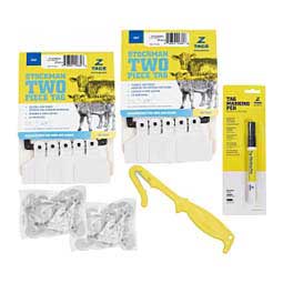 Stockman 2-piece Blank Calf ID Ear Tag Bundle White - Item # 50533