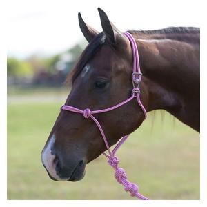 Easy-On Rope Horse Halter with Lead Pink - Item # 50807