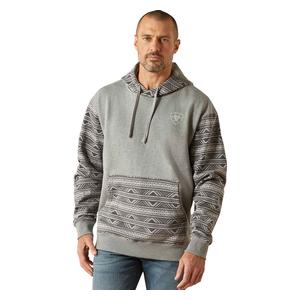 Southwestern Color Block Mens Hoodie Gray Serape - Item # 51040