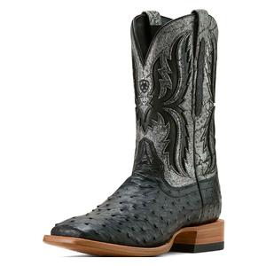 Drifter 11-in Cowboy Boots Black Full Quill Ostrich - Item # 51051