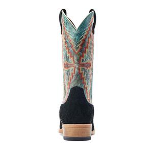 Futurity Showman 13-in Cowboy Boots Black Roughout/Roaring Turquoise - Item # 51057