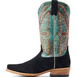 Futurity Showman 13-in Cowboy Boots Black Roughout/Roaring Turquoise - Item # 51057
