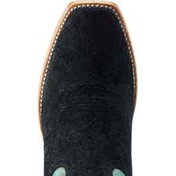 Futurity Showman 13-in Cowboy Boots Black Roughout/Roaring Turquoise - Item # 51057