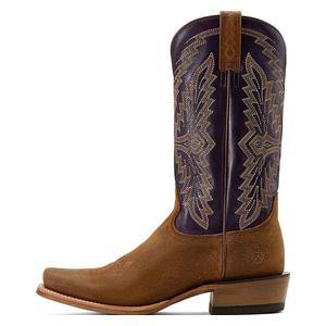 Futurity Showman 13-in Cowboy Boots Foothill Brown Roughout/Violet - Item # 51057
