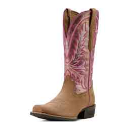 Rock Creek 12-in Cowgirl Boots Tawny Roughout/Violet Pink - Item # 51088