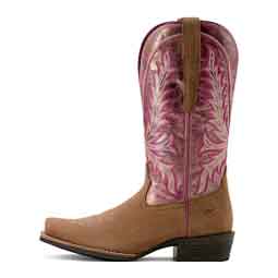 Rock Creek 12-in Cowgirl Boots Tawny Roughout/Violet Pink - Item # 51088