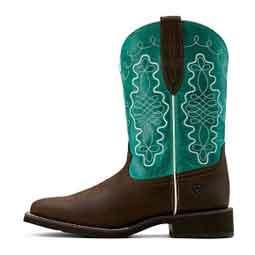 Callie Western 10-in Square Toe Cowgirl Boots Hickory/Turquoise - Item # 51092