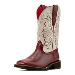 Callie Western 10-in Square Toe Cowgirl Boots Cherry Red/Ivory - Item # 51092
