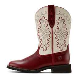 Callie Western 10-in Square Toe Cowgirl Boots Cherry Red/Ivory - Item # 51092