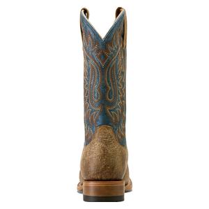 Gold Point 12-in Bison Leather Cowboy Boots Earth Brown/Blue - Item # 51101