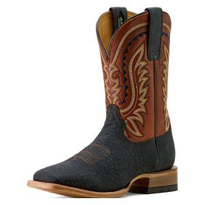 Rock Ridge 11-in Bison Leather Cowboy Boots Navy Bison/Ginger - Item # 51103
