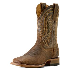 Rock Ridge 11-in Bison Leather Cowboy Boots Brown/Nutshell Tan - Item # 51103