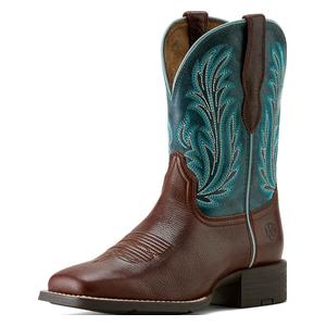 Round Up Filly 9-in Cowgirl Boots Oil Teak/Blue - Item # 51137