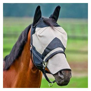 Horze Long Nose Horse Fly Mask with Ears Black/Light Brown - Item # 51264