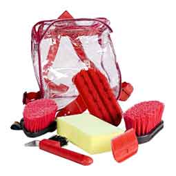 Horze Soft Grip Grooming Backpack Set Red - Item # 51297