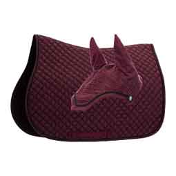 Voss All-Purpose Horse Saddle Pad and Bonnet Set Black/Cranberry - Item # 51420