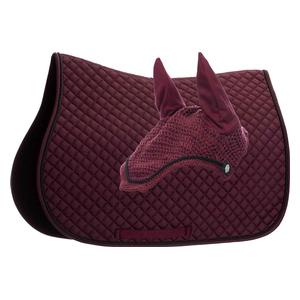 Voss All-Purpose Horse Saddle Pad and Bonnet Set Black/Cranberry - Item # 51420