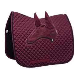 Voss Dressage Horse Saddle Pad and Bonnet Set Black/Cranberry - Item # 51421