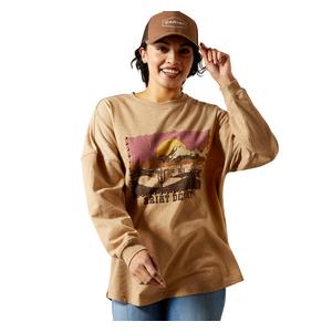 Canvas Oversized Womens Long Sleeve T-Shirt Dark Oatmeal Heather - Item # 51526