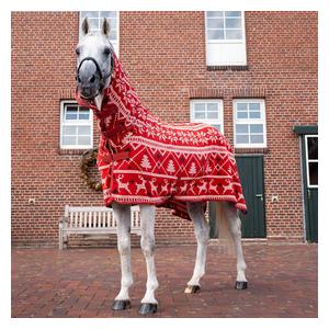 Horze Santa Fleece High Neck Horse Cooler Red - Item # 51561