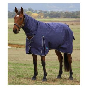 Comfitec Prelim Turnout Medium Horse Blanket with Combo Neck Navy Embossed Plaid - Item # 51635
