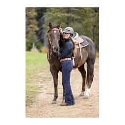 Stretch Denim Silicone Knee Patch Womens Bootcut Riding Pant Blue - Item # 51794
