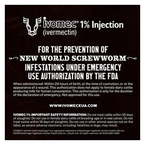 Ivomec 1% Injection for Cattle and Swine 50 ml - Item # 51873