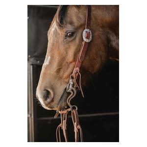 STS Ranch Engraved Buckle 1-in Harness Leather Split Ear Horse Headstall Floral - Item # 52130