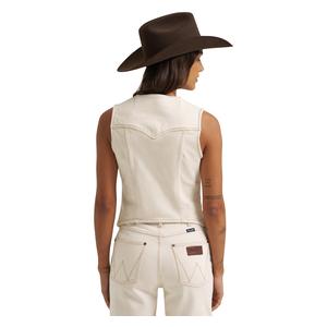 Womens Vintage Denim Vest White - Item # 52174