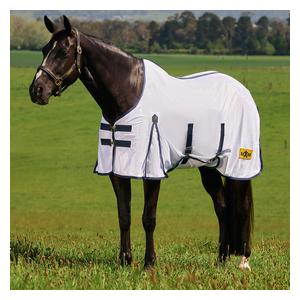 Saxon Mesh Horse Fly Sheet with Standard Neck and Belly Wrap White/Navy - Item # 52453