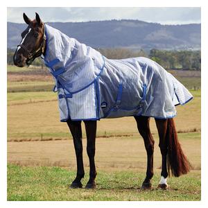 Comfitec RipShield Detach-A-Neck Horse Fly Sheet White/Cobalt - Item # 52456