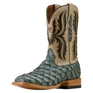 Ashwood 11-in Wide Square Toe Cowboy Boots Sky Blue Pirarucu/Smokey Cream - Item # 52534