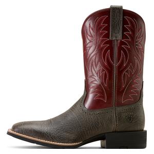 Sport Western Wide Square 11-in Cowboy Boots Charcoal/Burgundy - Item # 52674