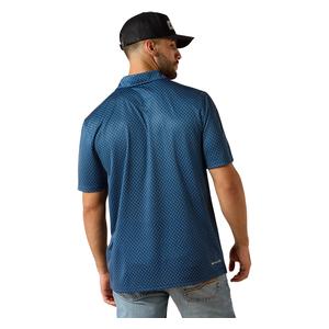 All Over Print Mens Polo Shirt Dark Denim Medallion - Item # 52719